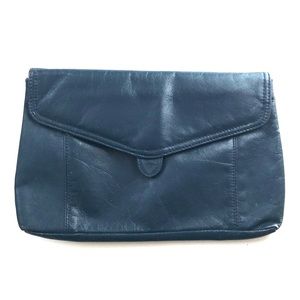 Vintage Contessa Blue Leather Clutch Purse